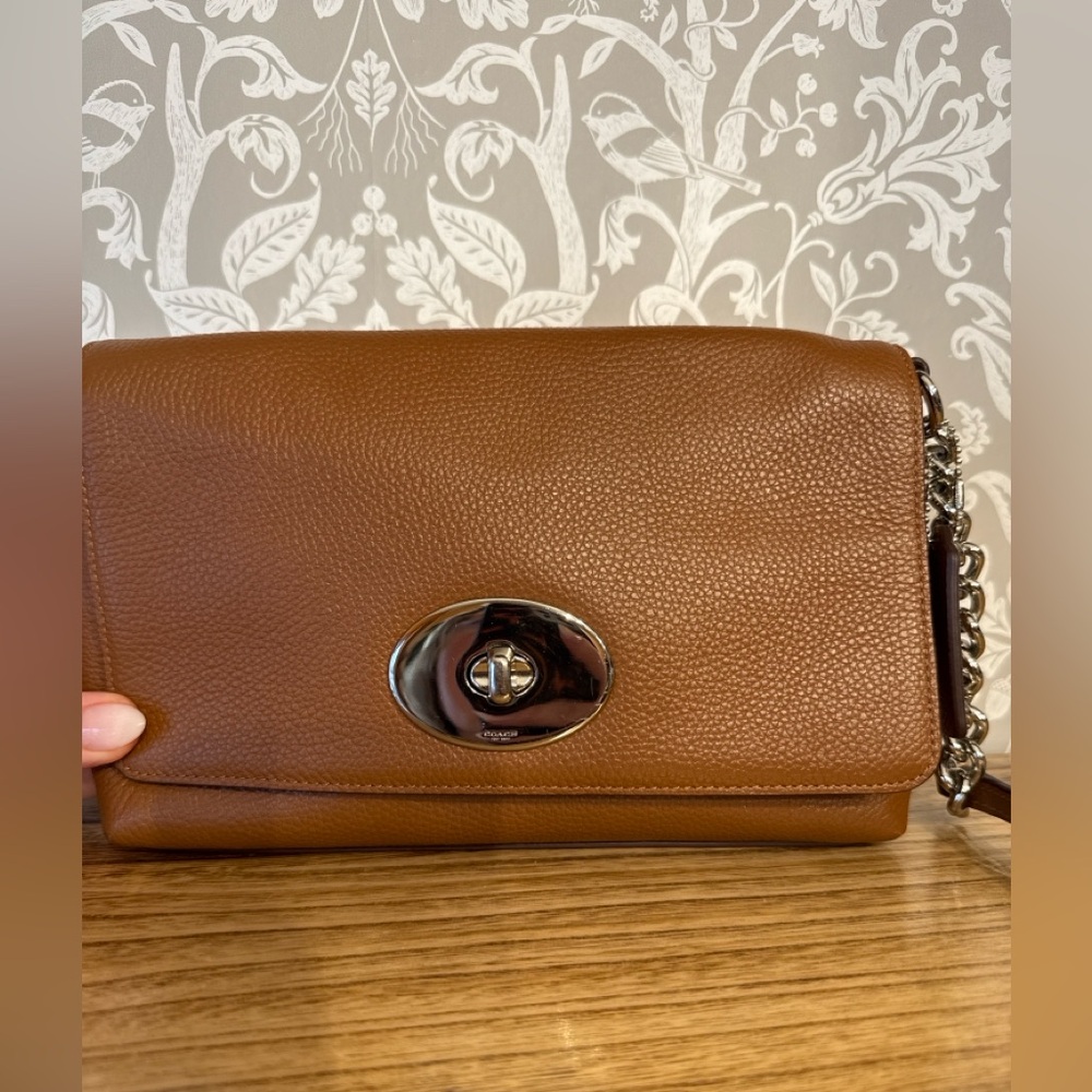 Coach Crosstown Crossbody in Brown Pebbled Leather 53083 EUC Silver Hardware - Picture 7 of 14